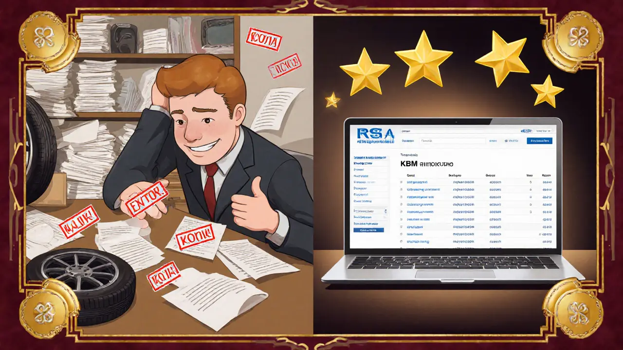 Сравнение: разочарованный водитель в офисе и довольный у компьютера с правильным КБМ.