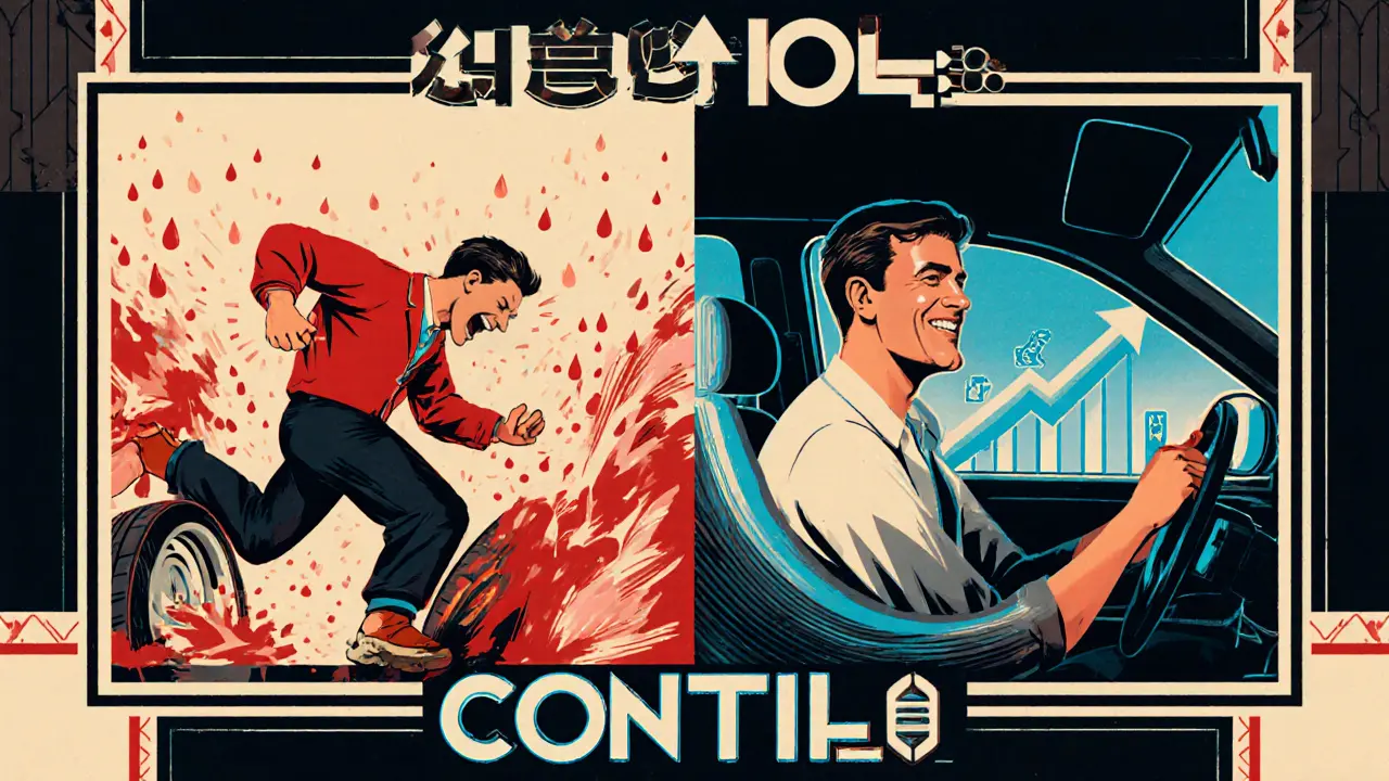 Два контрастных сценария вождения: агрессивное и спокойное, в стиле ар-деко.