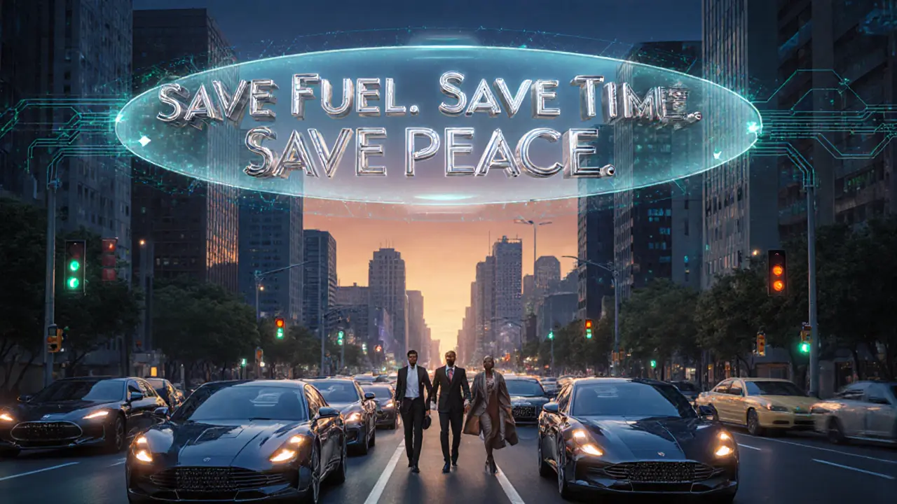 Флот машин синхронизирован с светофорами, AI подсказывает скорость в стиле ар-деко.