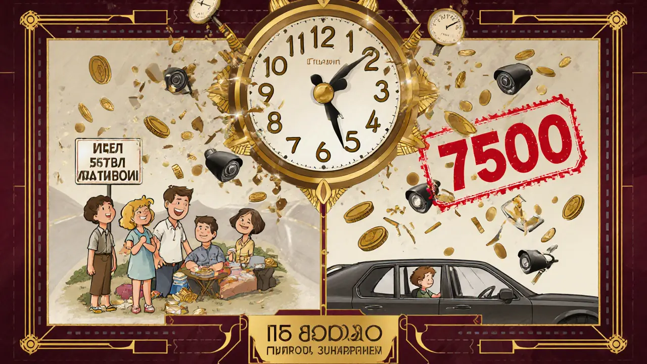 Два мира: спокойная семья и водитель с гигантским штрафом 7500 рублей, разделённые часами.