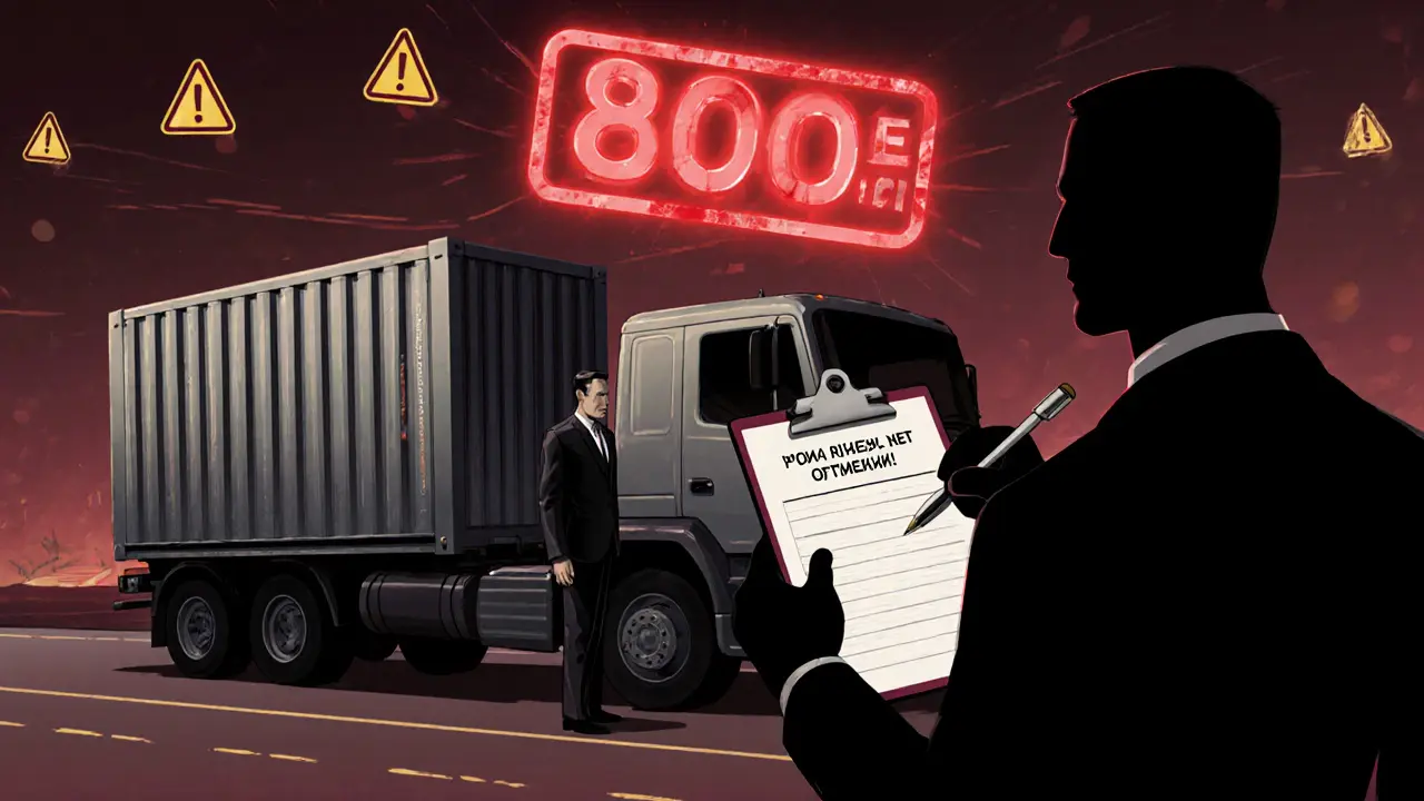 ИП с грузовым прицепом, над которым висит штраф 800 рублей за отсутствие отметки в полисе.