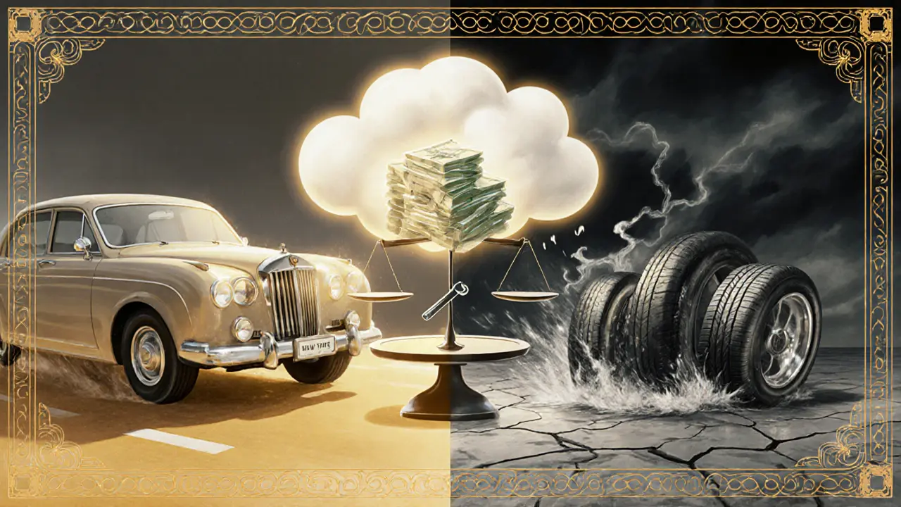 Разделённая сцена: идеальное выравнивание слева и опасный скольжение справа, в стиле ар-деко.