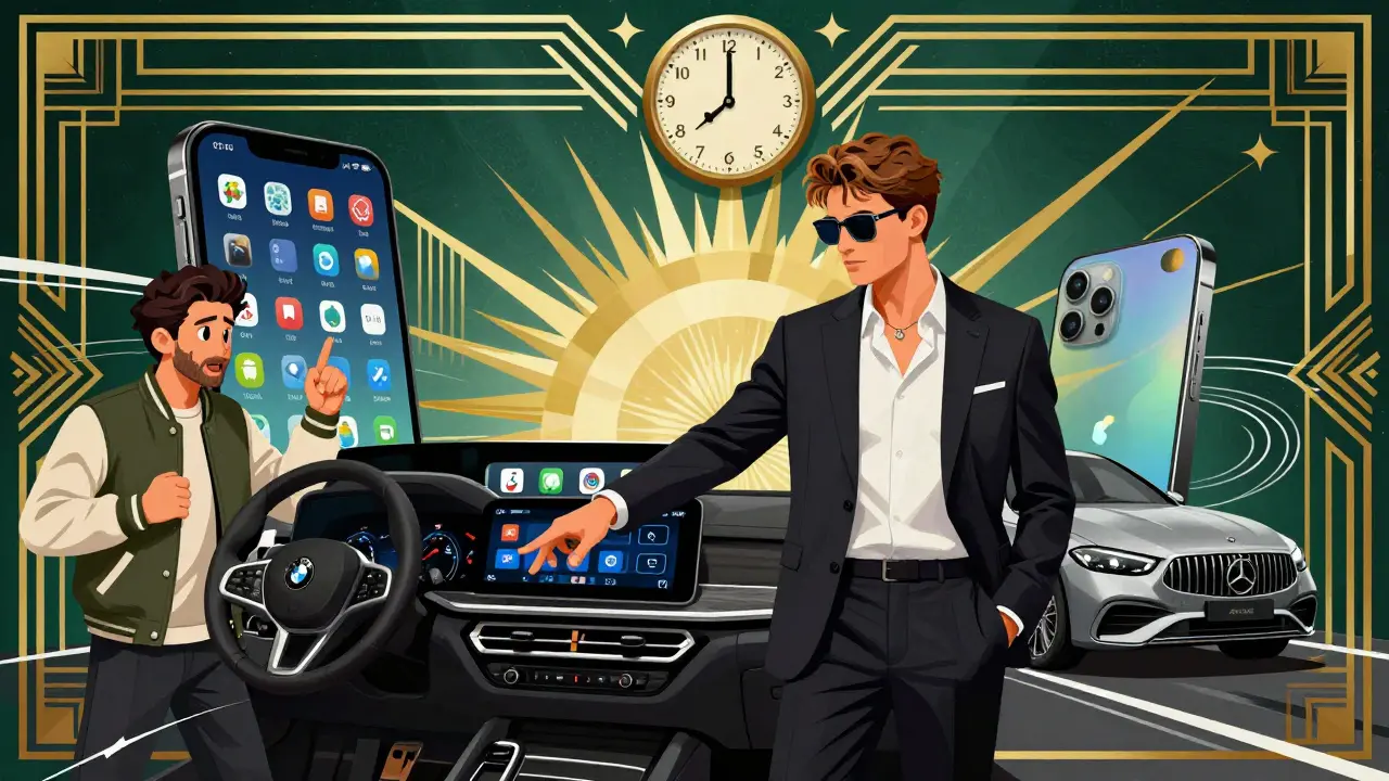 Водитель с iPhone спокойно использует CarPlay, а водитель с Android теряется в перегруженном интерфейсе Android Auto.