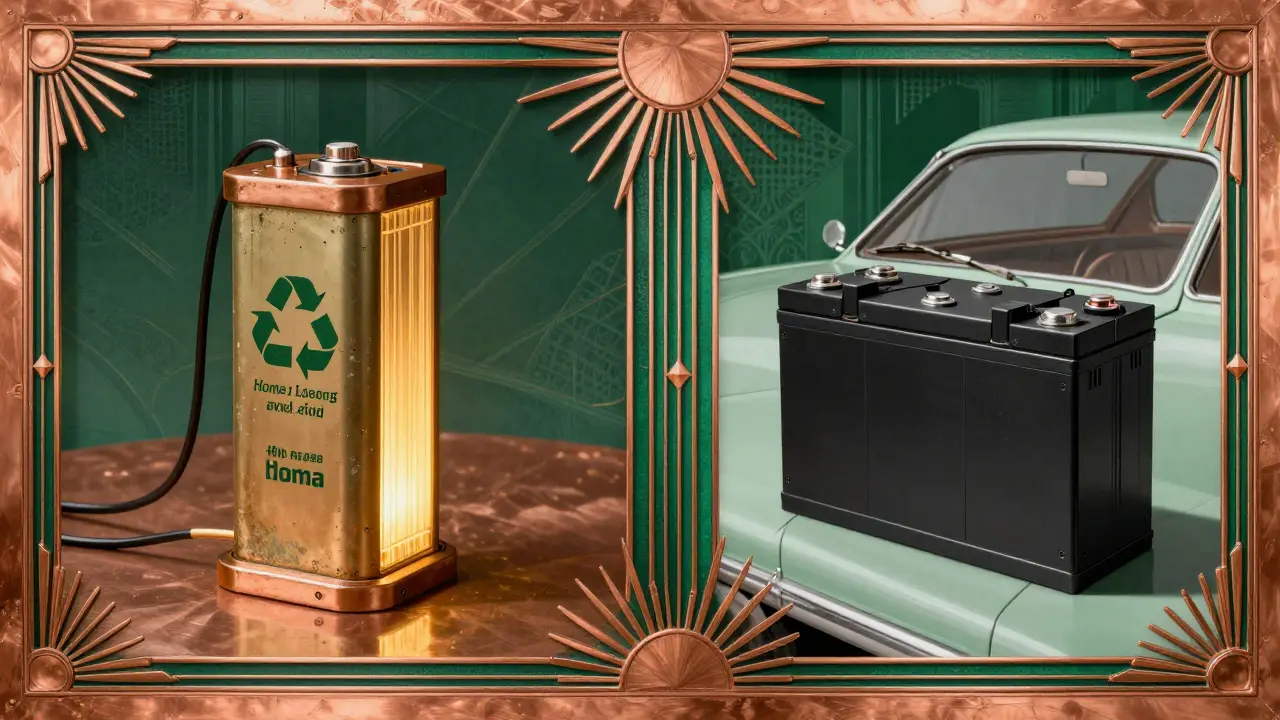 Переработанная батарея превращается в домашнюю энергостанцию — символ устойчивого будущего.