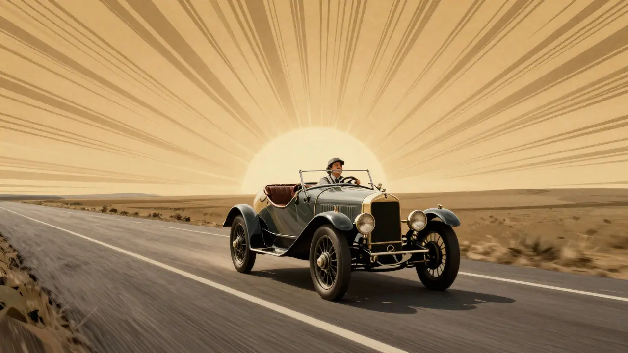 Безопасная езда с дистанцией в ретро стиле