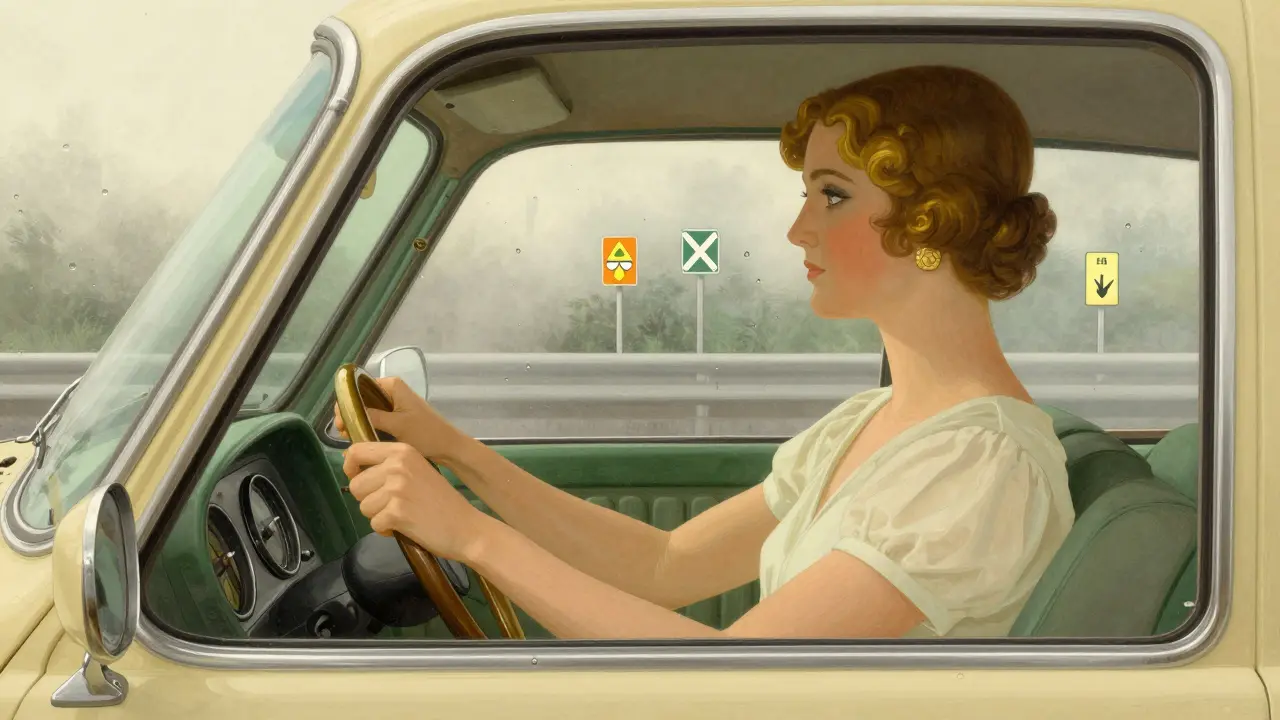 Водитель за рулем сфокусирован, сохраняет спокойствие при вождении.