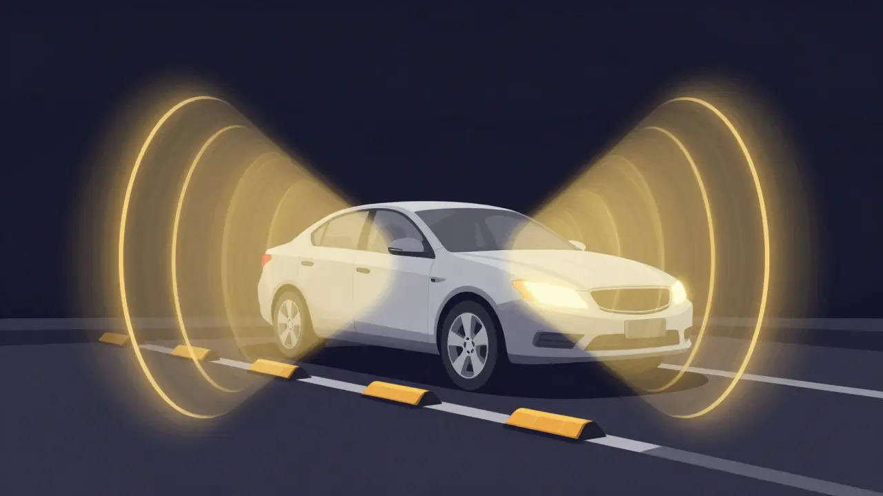 Зоны видимости датчиков парковки и слепые зоны машины