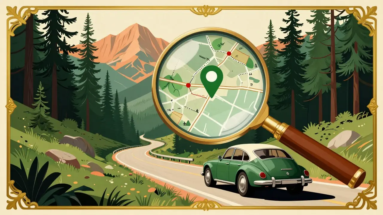 Автомобиль в горах с акцентом на точность навигации