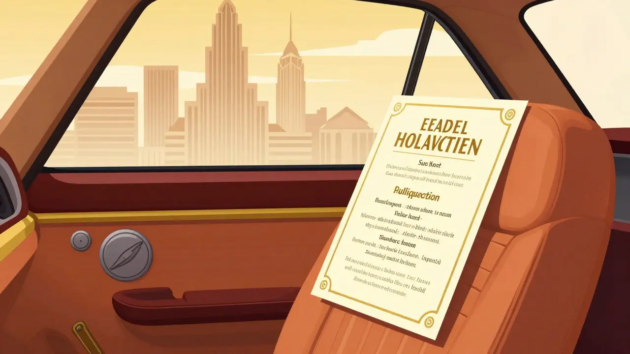 Информационная карточка в салоне такси в стиле ар-деко