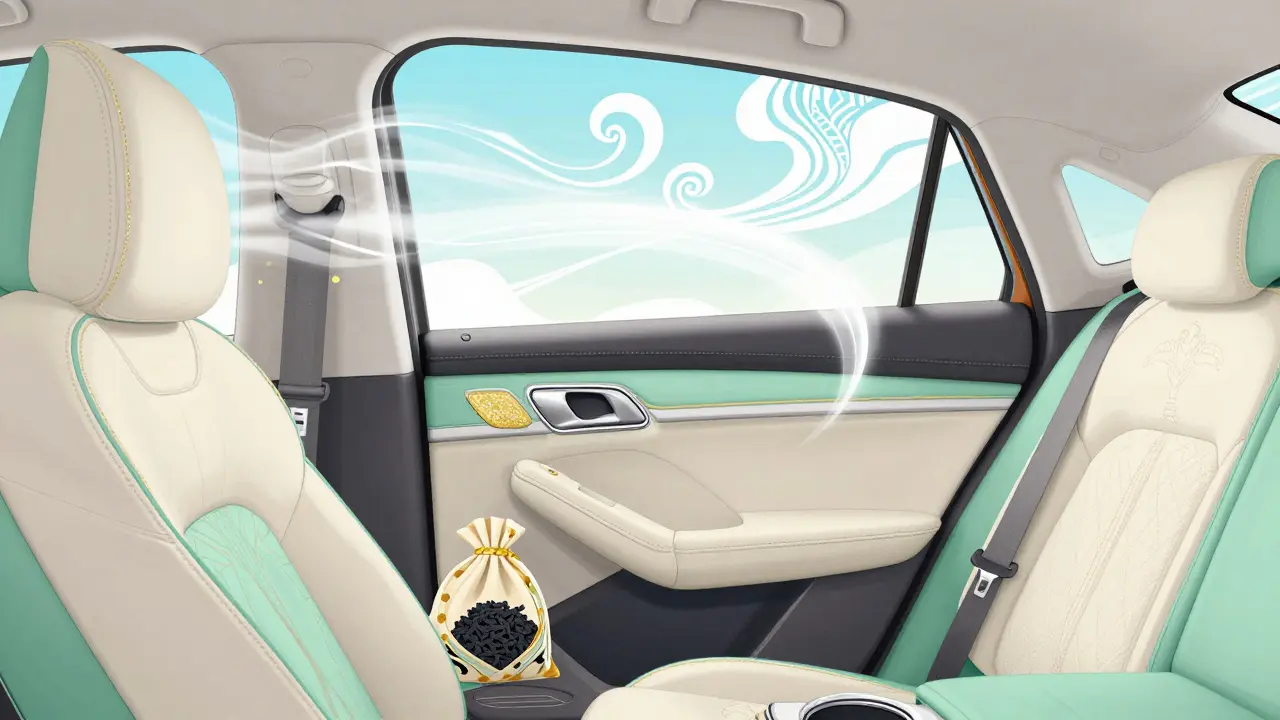 Проветривание чистого салона автомобиля с угольным поглотителем