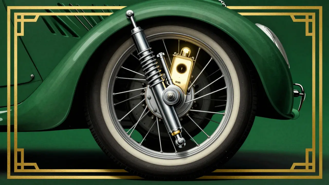 Техническое изображение адаптивного амортизатора в стиле арт-деко