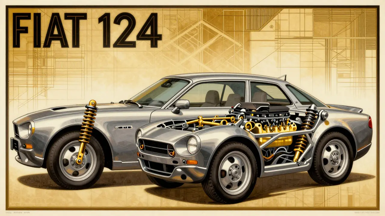 Сравнение конструкций Fiat 124 и ВАЗ-2101 в стиле ар-деко