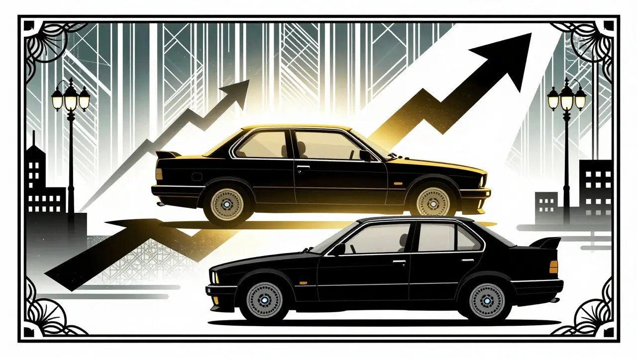 BMW E30 как инвестиция и E36 для повседневной езды в графике ар-деко